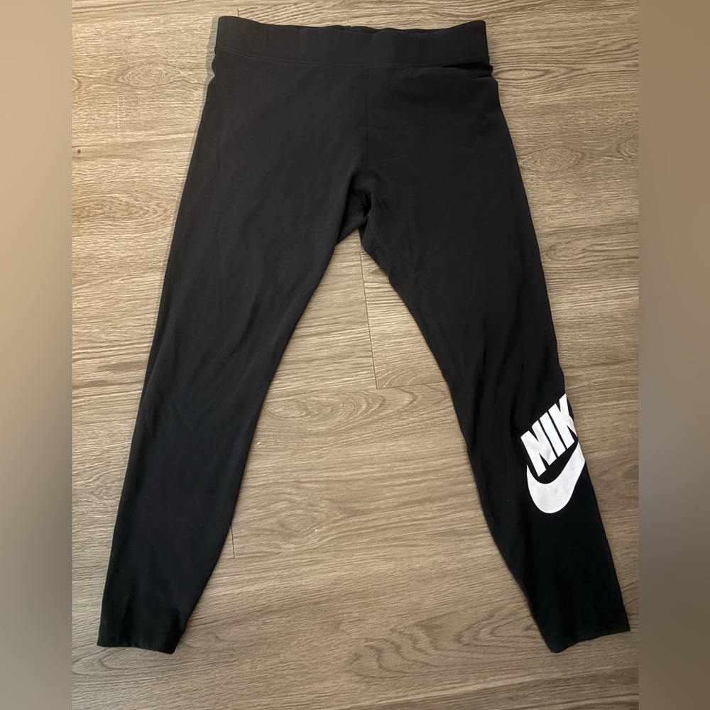 Nike women’s Black Leggings with White Logo size XL